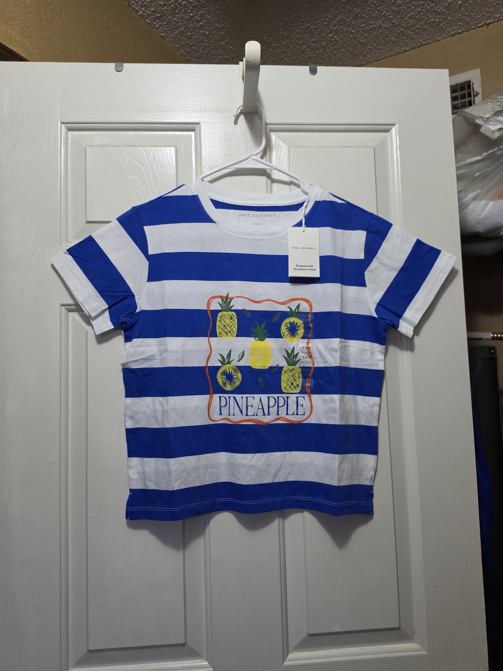 Free Assembly PINEAPPLE Blue & White Striped Tee